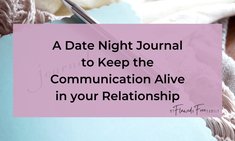 journal with title "A Date Night Journal to Keep the Communication Alive in your Relationship"